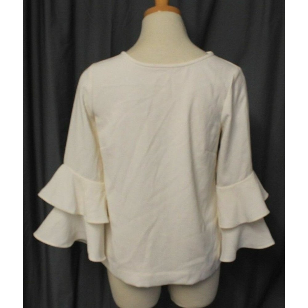 J CREW WOMEN'S TIERED BELL-SLEEVE TOP IN DRAPEY CREPE IVORY H2197 NEW SIZE 00